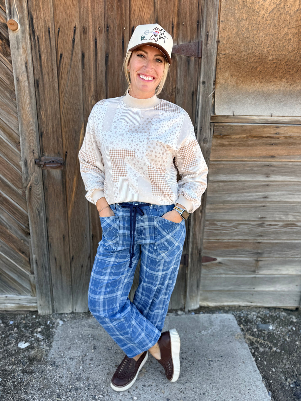 Plaid Pixie Party Denim Pants |Sky Blue