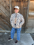 Camo Quilted Metal Button Collar Long Sleeve Puffer Coat