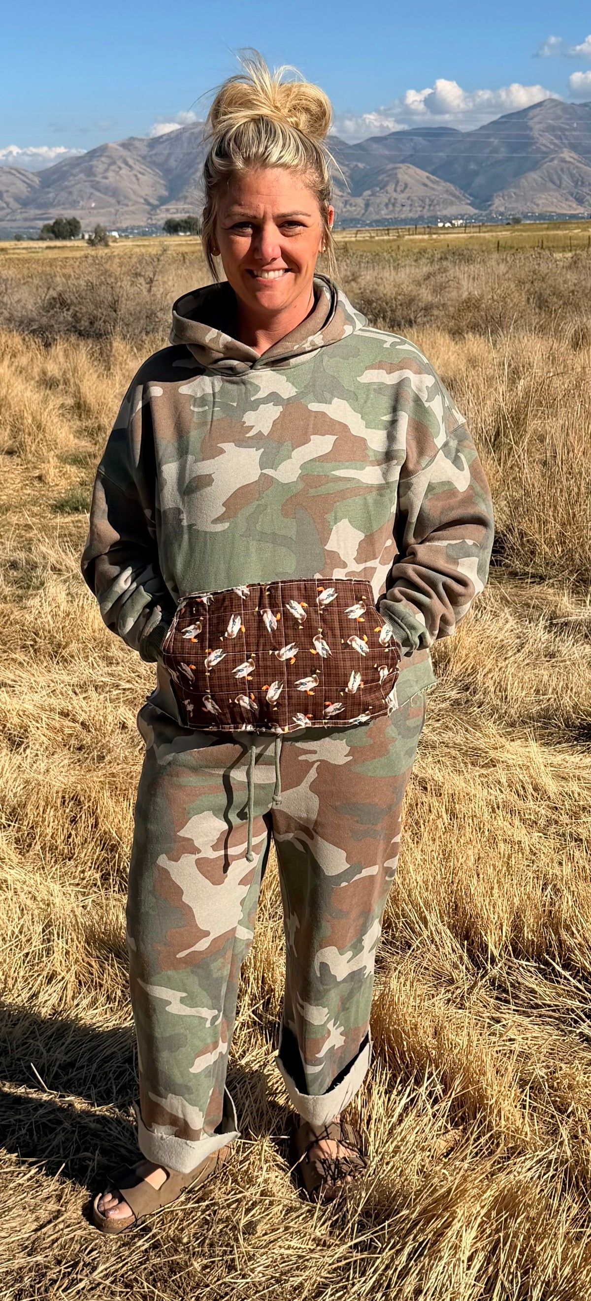 Camo sweats with quilted ducks!
