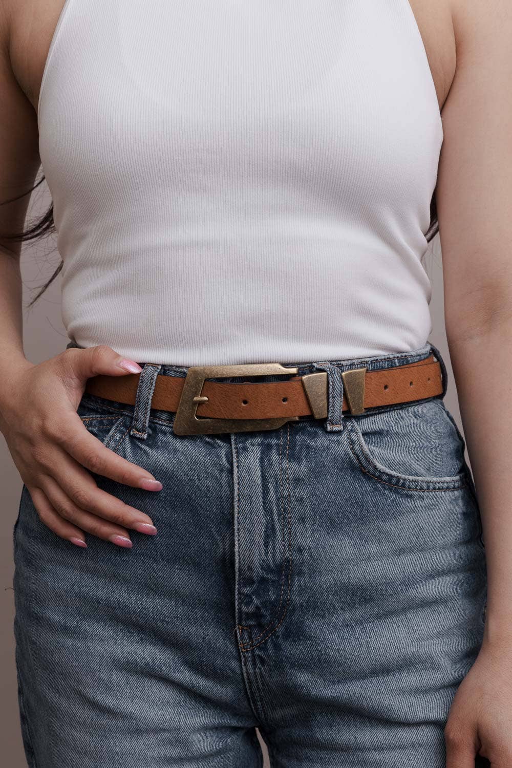 Bestseller! - Oval Embossed Vintage Buckle Belt 🤠: Camel