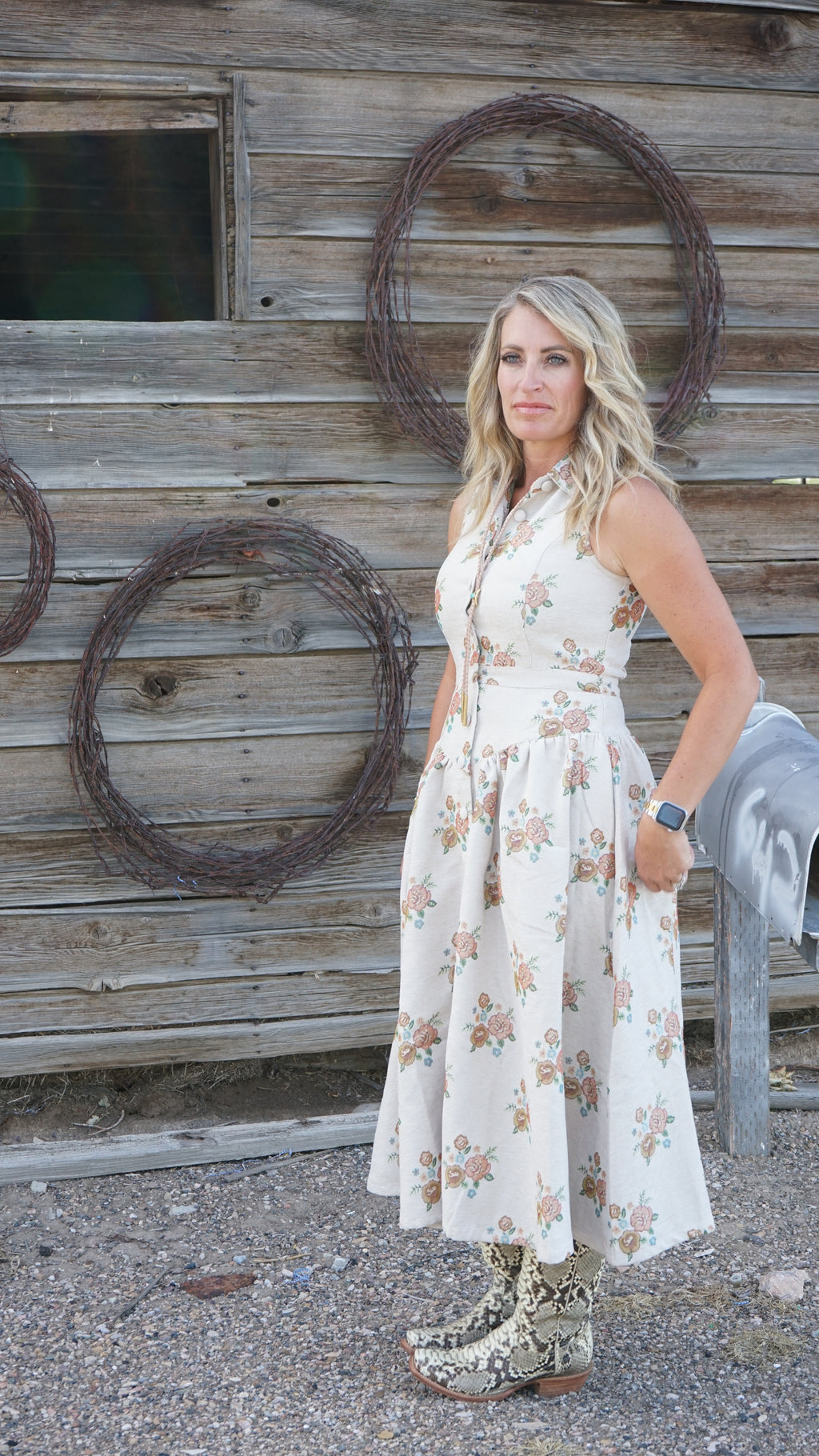 Floral Print Midi Shirt Dress