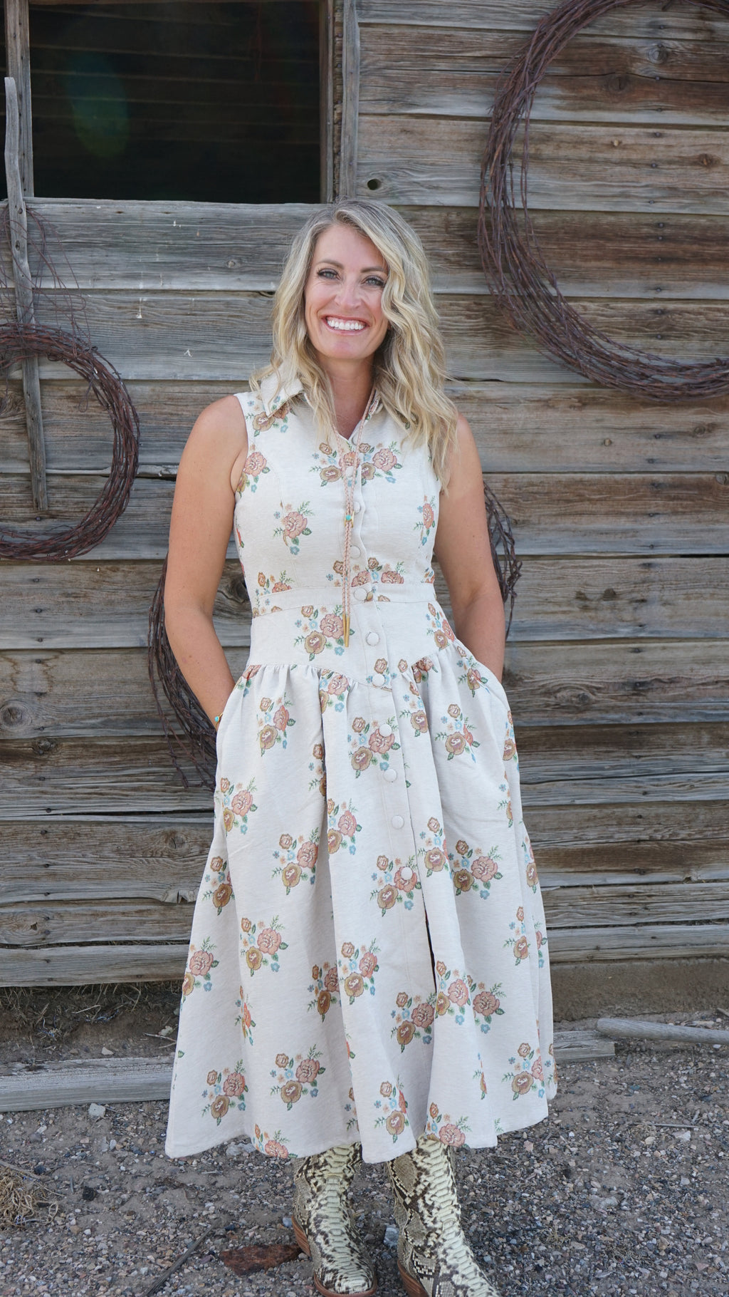 Floral Print Midi Shirt Dress