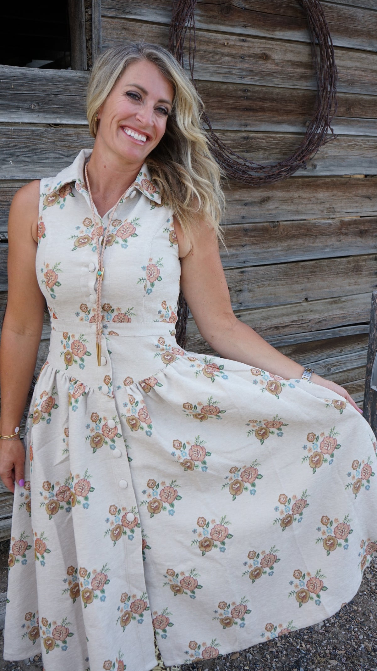 Floral Print Midi Shirt Dress