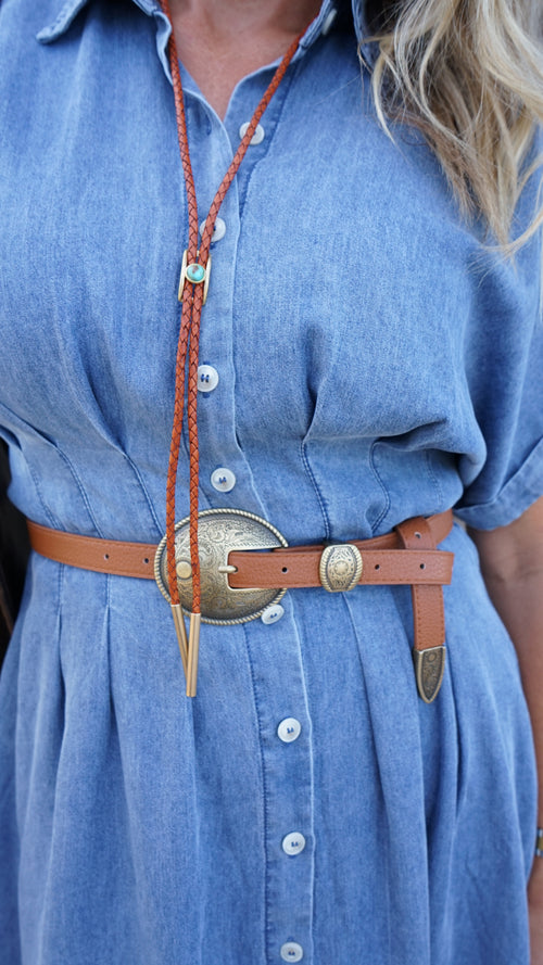 Bestseller! - Oval Embossed Vintage Buckle Belt 🤠: Camel