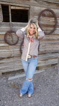 Cowgirl Printed Puff Sleeve Button Down Shirt