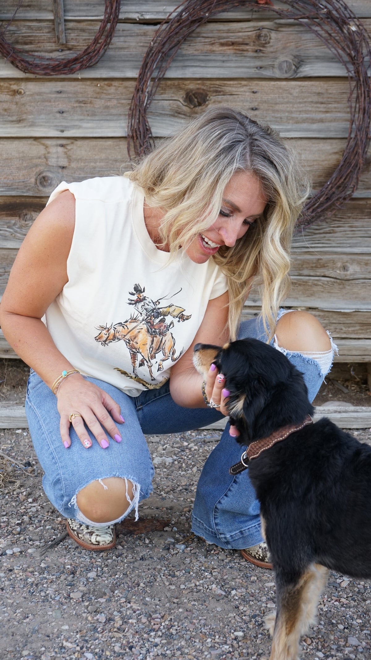 Hang in There| Western Graphic Muscle Tank