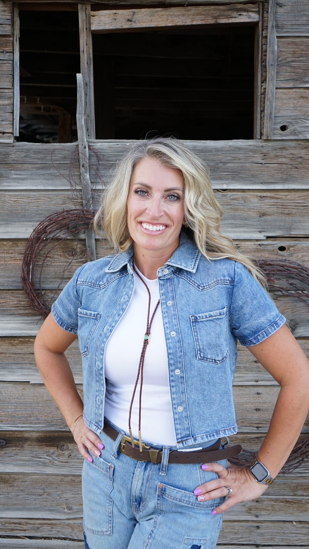The Muse Short-Sleeve Denim Shirt