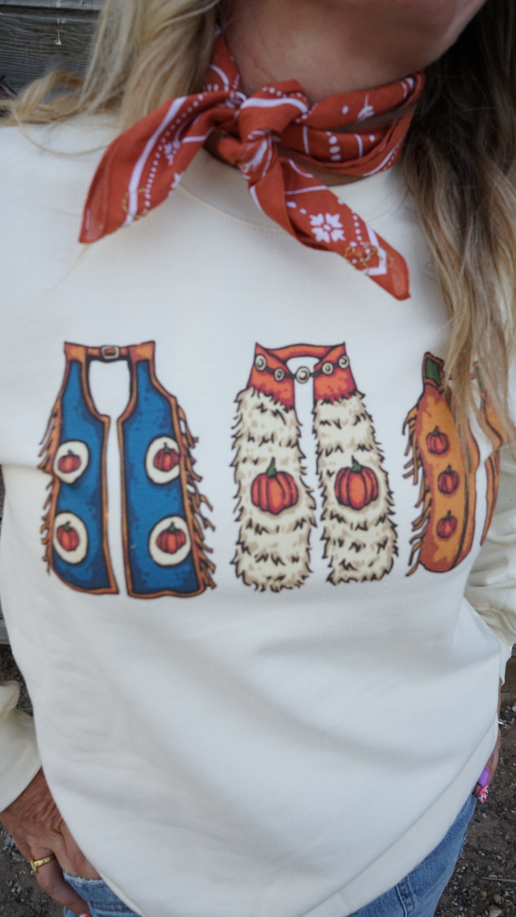 Fall Pumpkin Chaps Graphic Sweatshirt