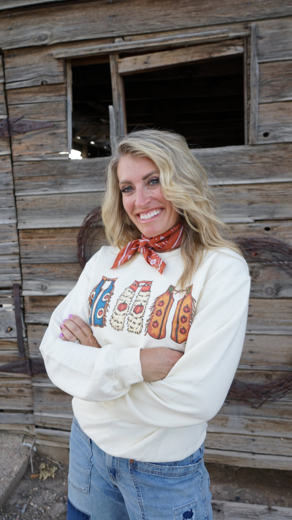 Fall Pumpkin Chaps Graphic Sweatshirt