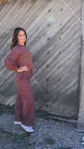 Polka Dot Drawstring Wide Leg Pants Set