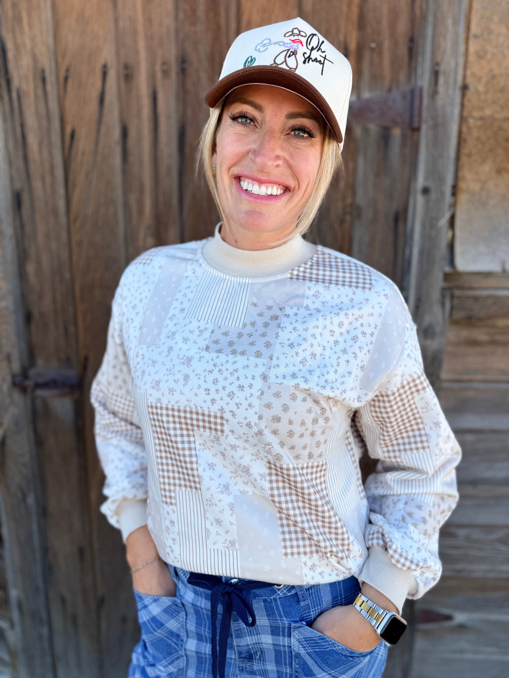 Floral Print Mock Neck Long Sleeve Sweatshirt |