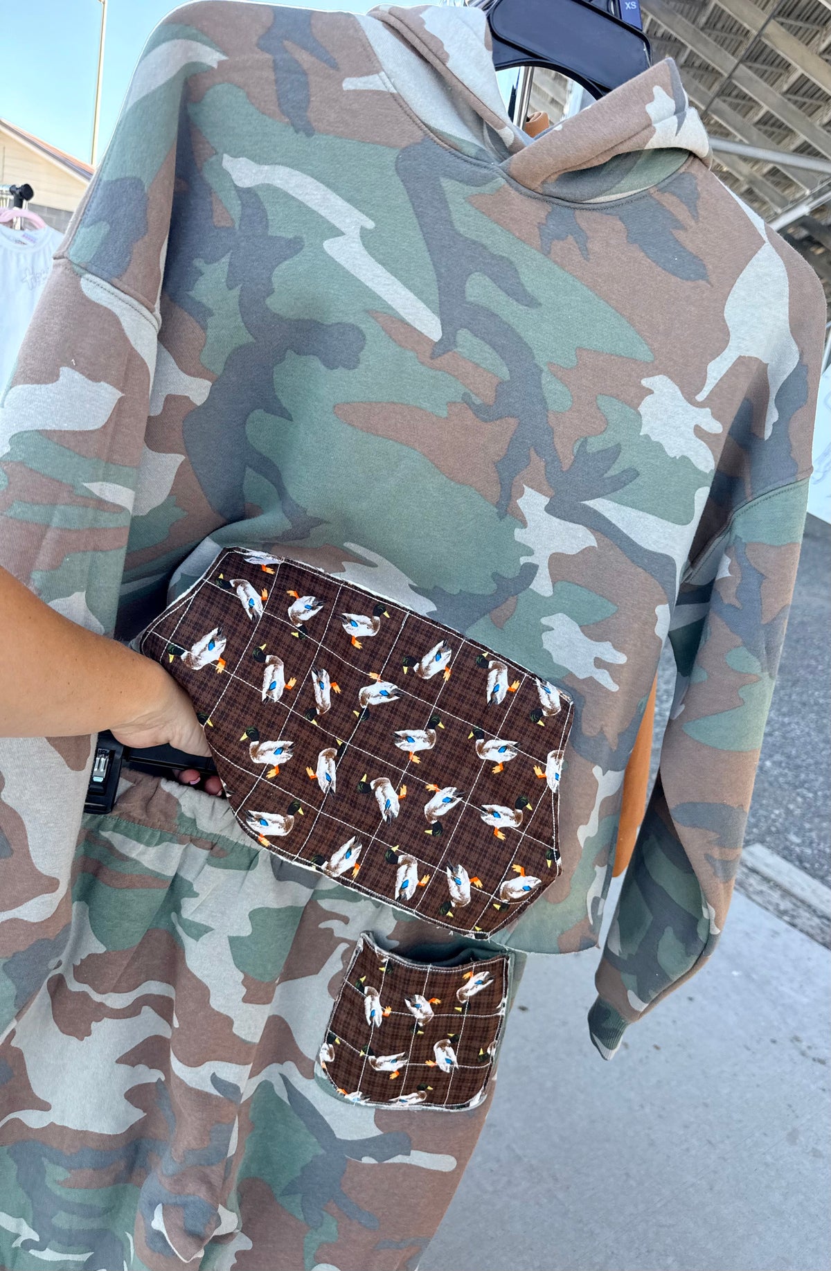 Camo sweats with quilted ducks!