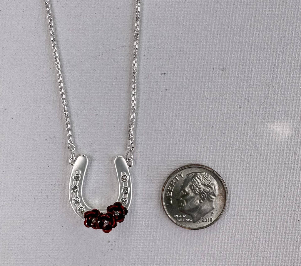 Horseshoe with Roses/horse lovers Necklace Jewelry
