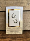 Horseshoe w/Aqua Crystals Earrings POST Jewelry